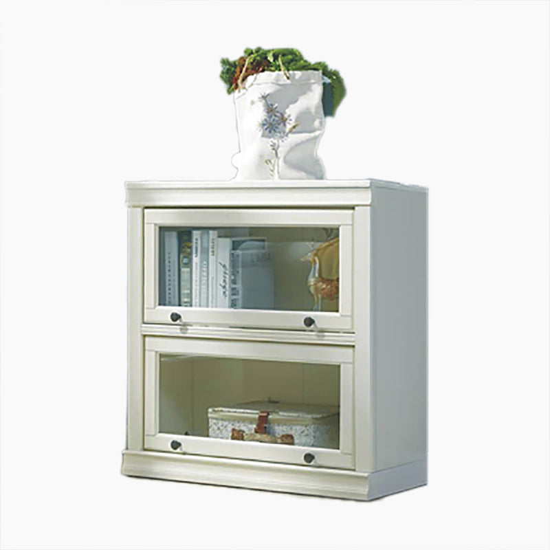 Urban Oak Wood Standard Bookcase White Vertical Bookshelf with Glass Doors