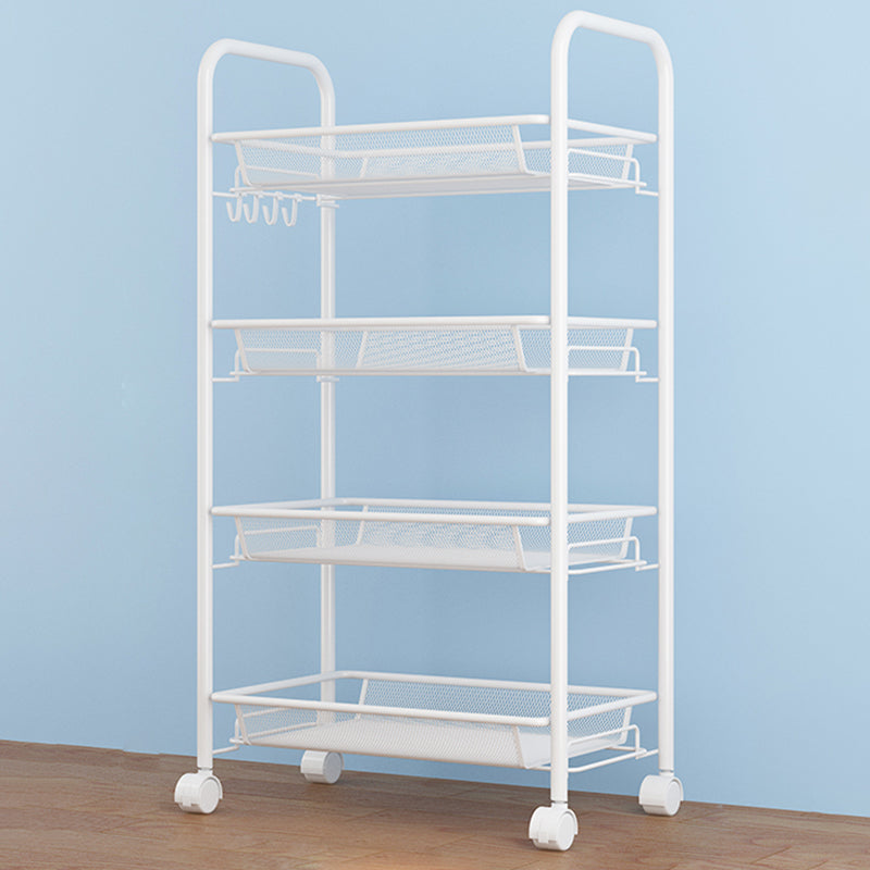 Modern Style Bookshelf Open Back Metal Bookcase with Caster Wheels for Home