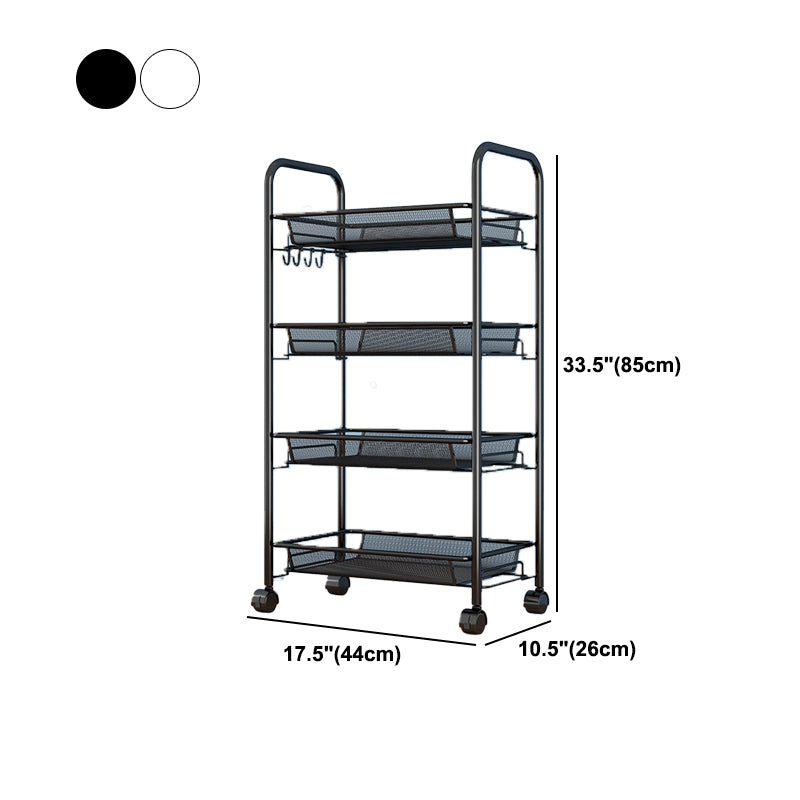 Modern Style Bookshelf Open Back Metal Bookcase with Caster Wheels for Home