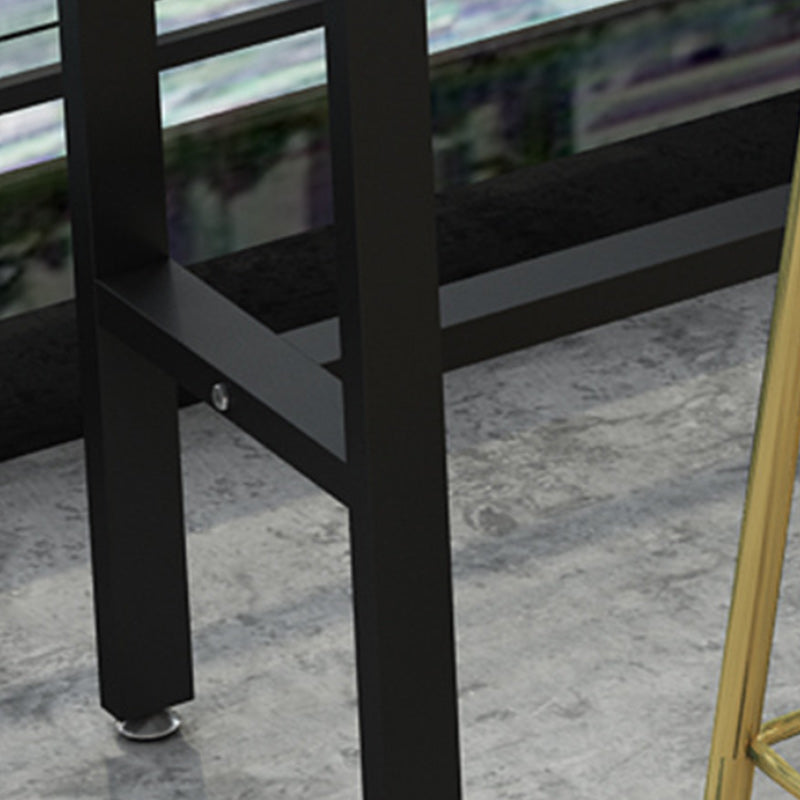 Stone Bar Dining Table Glam Rectangle Bar Table with Trestle Pedestal for Living Room