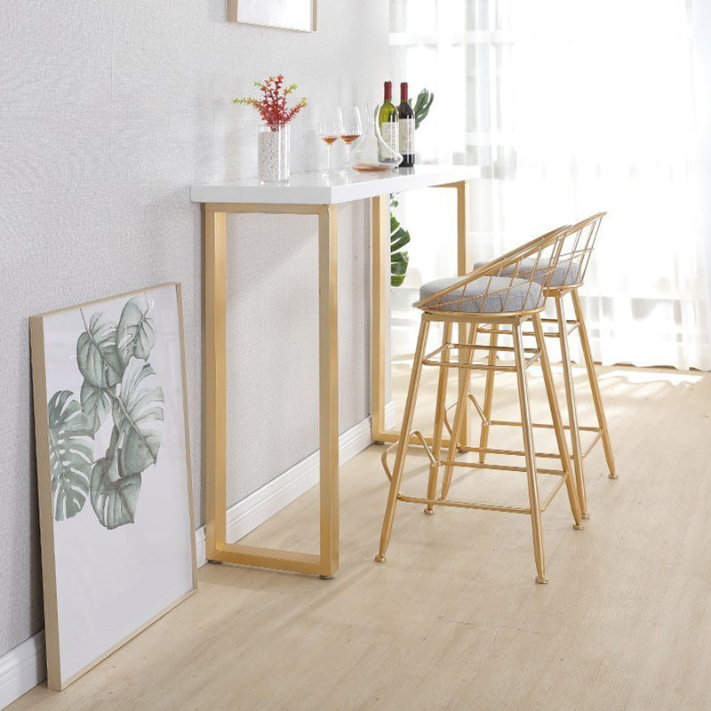 Wood Bar Dining Table Glam Rectangle Bar Table with Double Pedestal for Dining Room