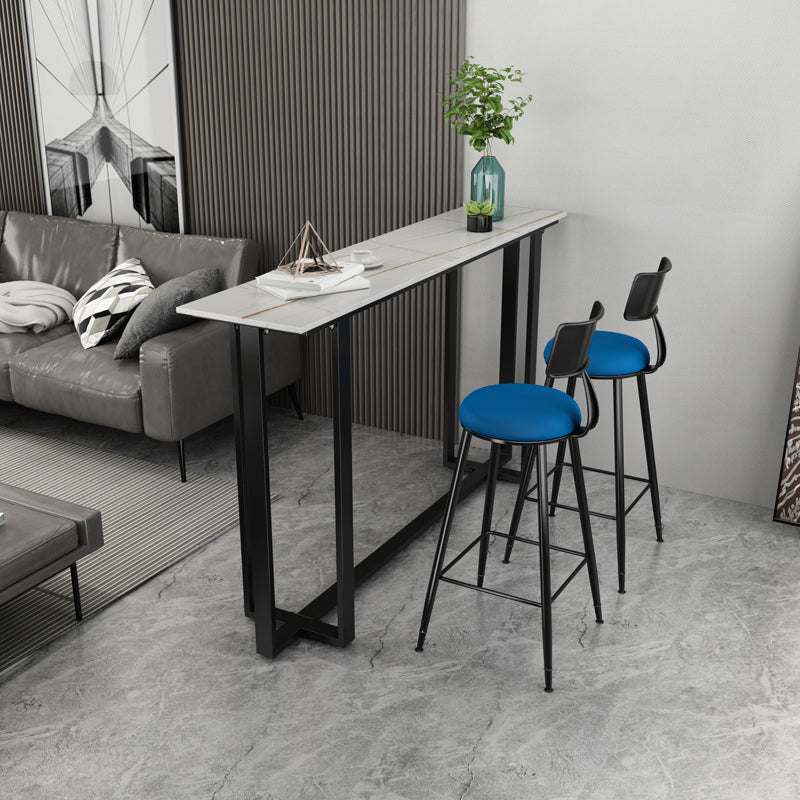 Stone Bar Dining Table Modern Rectangle Bar Table with Trestle for Living Room Balcony