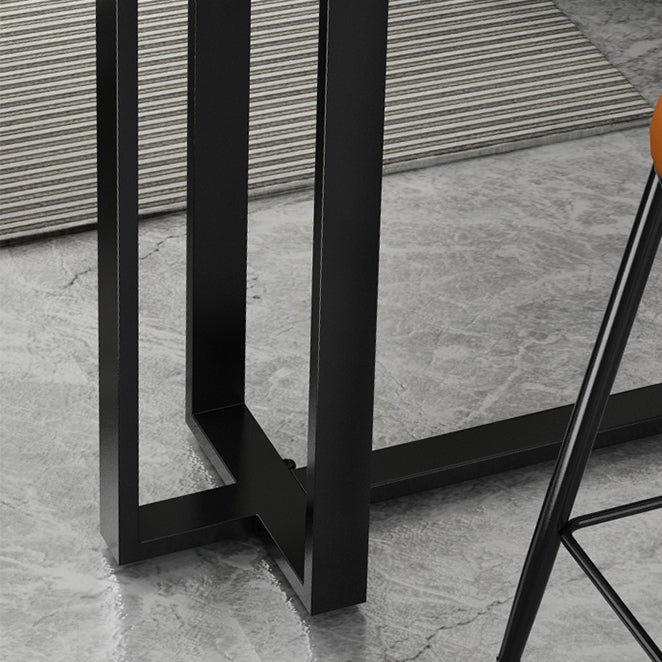Stone Bar Dining Table Modern Rectangle Bar Table with Trestle for Living Room Balcony