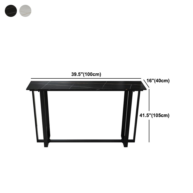 Stone Bar Dining Table Modern Rectangle Bar Table with Trestle for Living Room Balcony