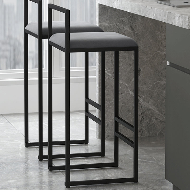 Contemporary Jewelry Shop Footrest Counter Stool Matte Finish Velvet Barstool