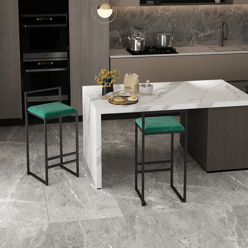 Contemporary Jewelry Shop Footrest Counter Stool Matte Finish Velvet Barstool