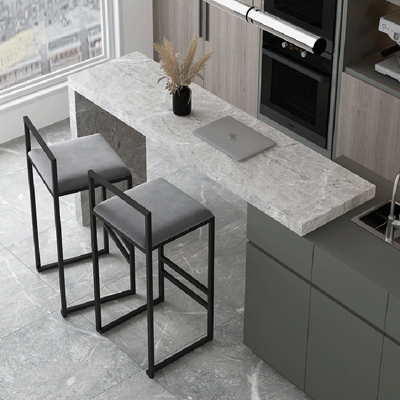 Contemporary Jewelry Shop Footrest Counter Stool Matte Finish Velvet Barstool