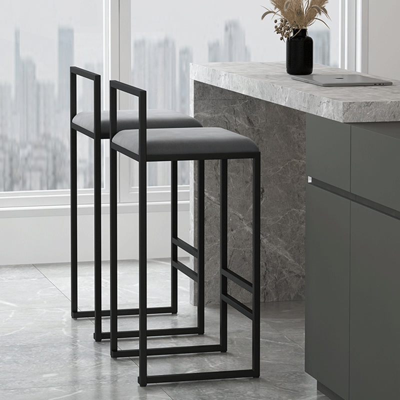 Contemporary Jewelry Shop Footrest Counter Stool Matte Finish Velvet Barstool