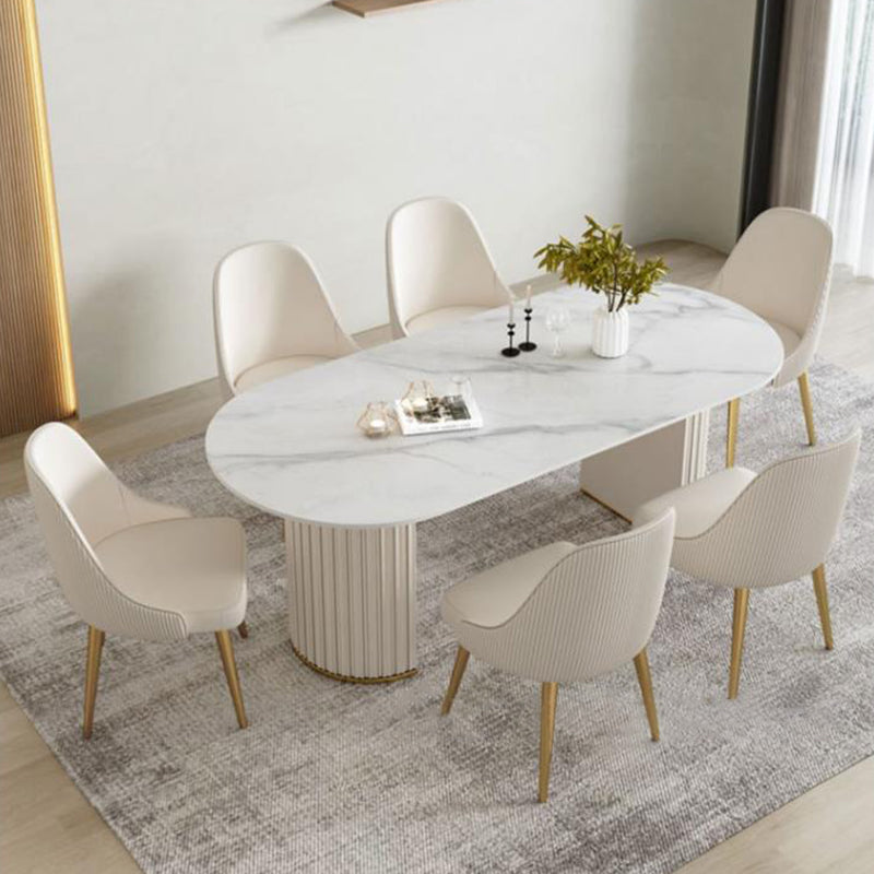 Modern Style Sintered Stone Dining Set Oval 1/2/5/6/7 Pieces Dining Set for Dining Areas