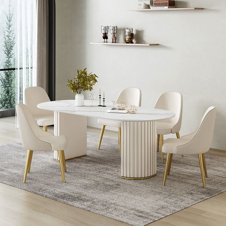 Modern Style Sintered Stone Dining Set Oval 1/2/5/6/7 Pieces Dining Set for Dining Areas
