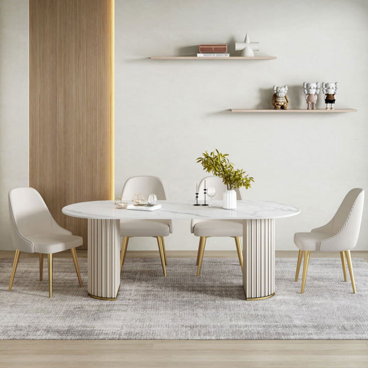 Modern Style Sintered Stone Dining Set Oval 1/2/5/6/7 Pieces Dining Set for Dining Areas