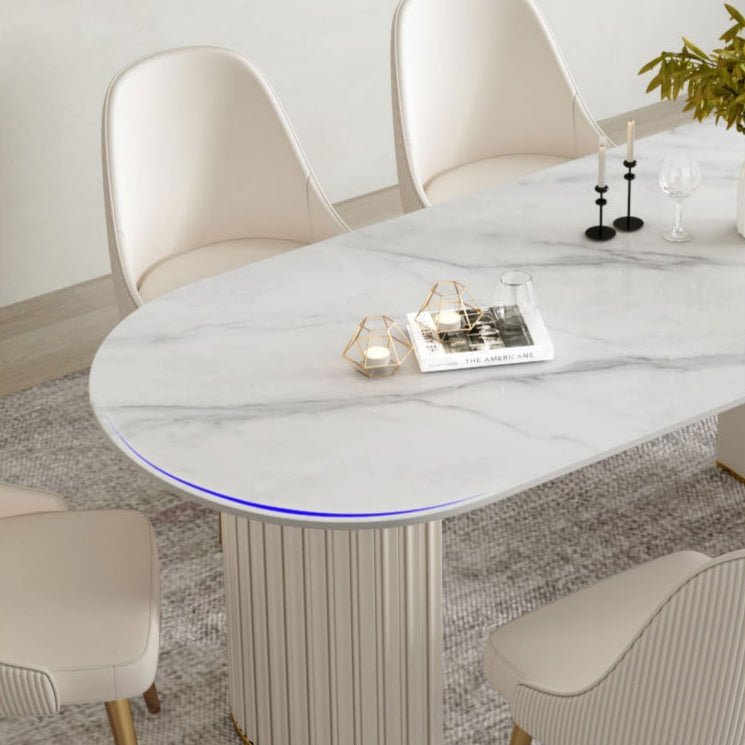 Modern Style Sintered Stone Dining Set Oval 1/2/5/6/7 Pieces Dining Set for Dining Areas