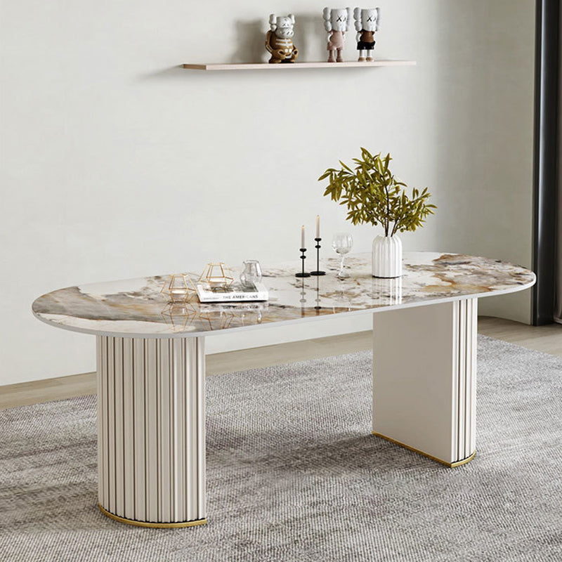 Modern Style Sintered Stone Dining Set Oval 1/2/5/6/7 Pieces Dining Set for Dining Areas