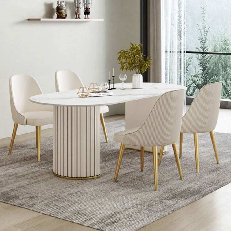 Modern Style Sintered Stone Dining Set Oval 1/2/5/6/7 Pieces Dining Set for Dining Areas