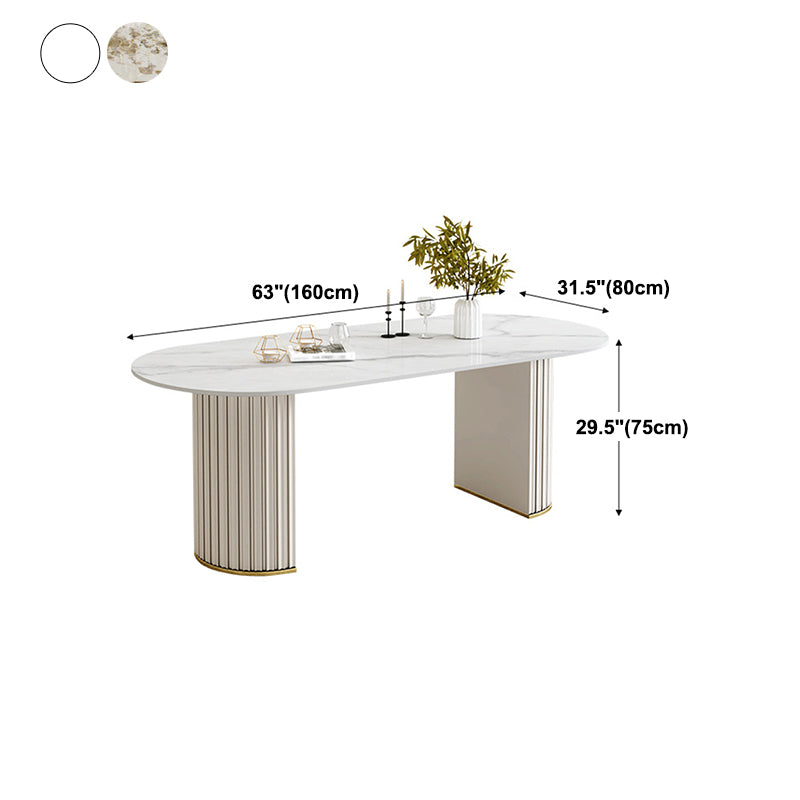 Modern Style Sintered Stone Dining Set Oval 1/2/5/6/7 Pieces Dining Set for Dining Areas