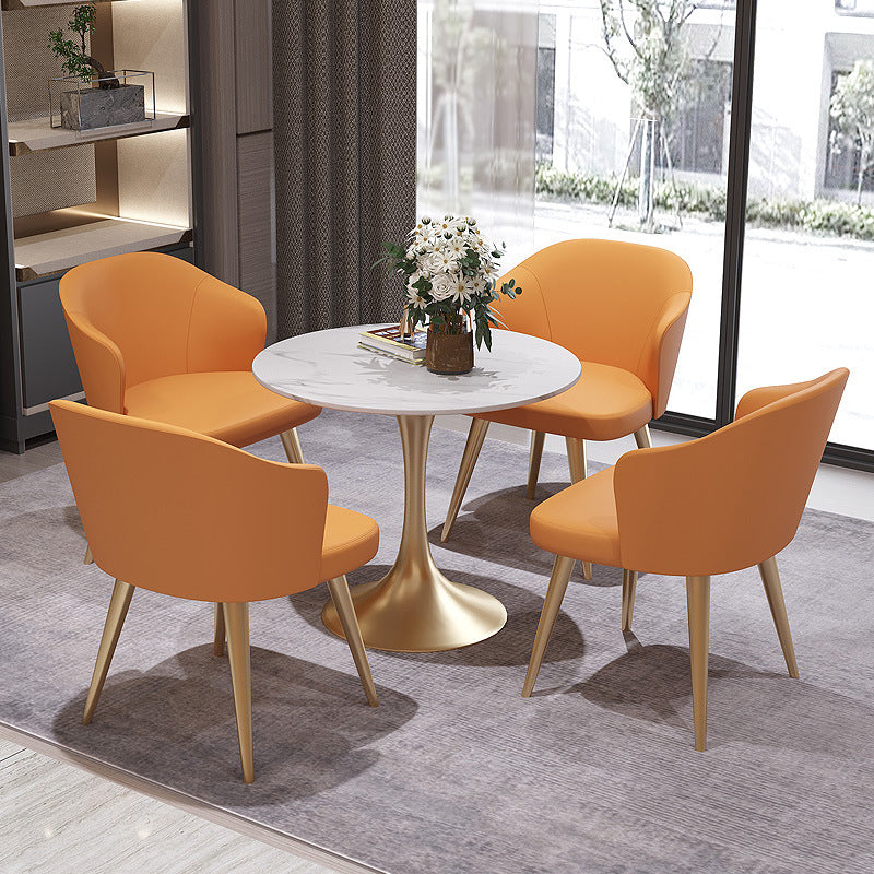 Glam Round Sintered Stone Dining Table Set 1/3/4/5 Pieces Dining Set