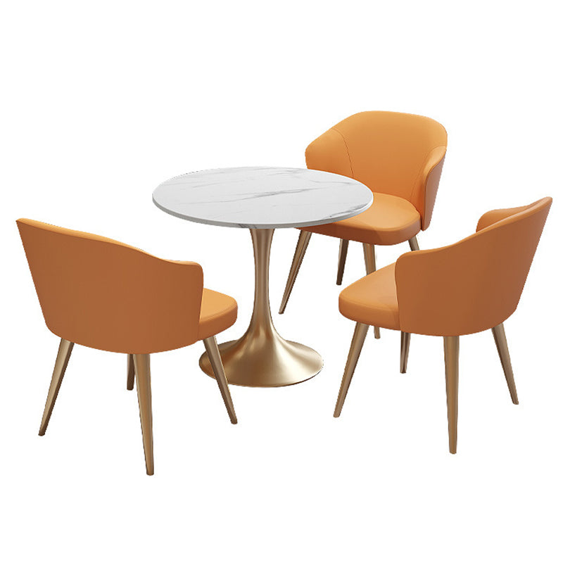 Glam Round Sintered Stone Dining Table Set 1/3/4/5 Pieces Dining Set