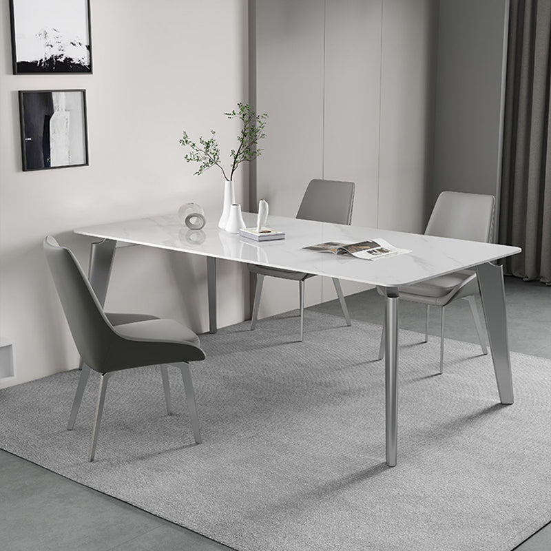 Sintered Stone Top White Table for Restaurant Modern Kitchen Table with 4 Legs