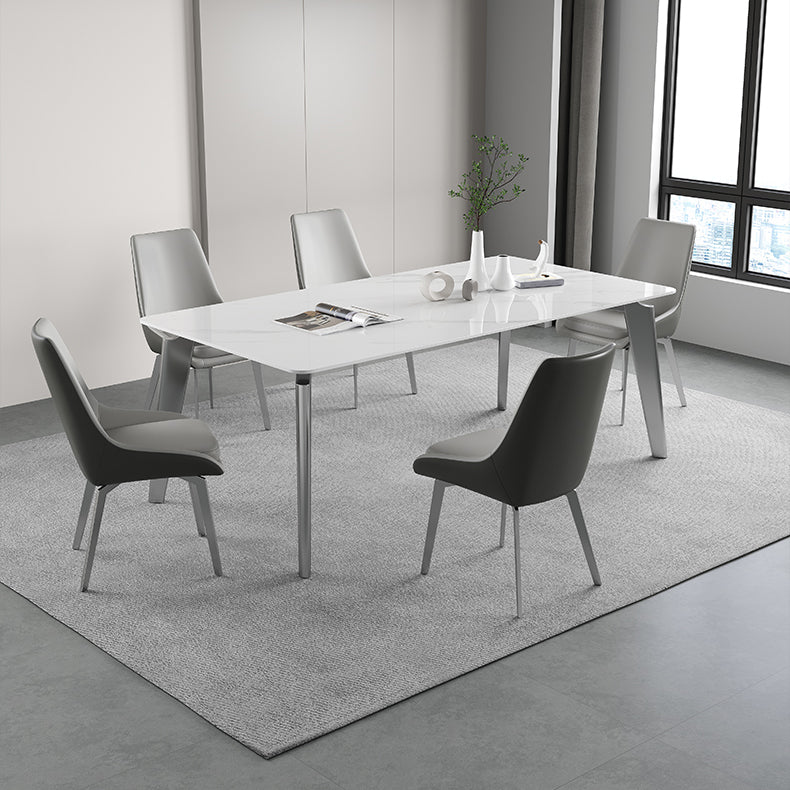 Sintered Stone Top White Table for Restaurant Modern Kitchen Table with 4 Legs