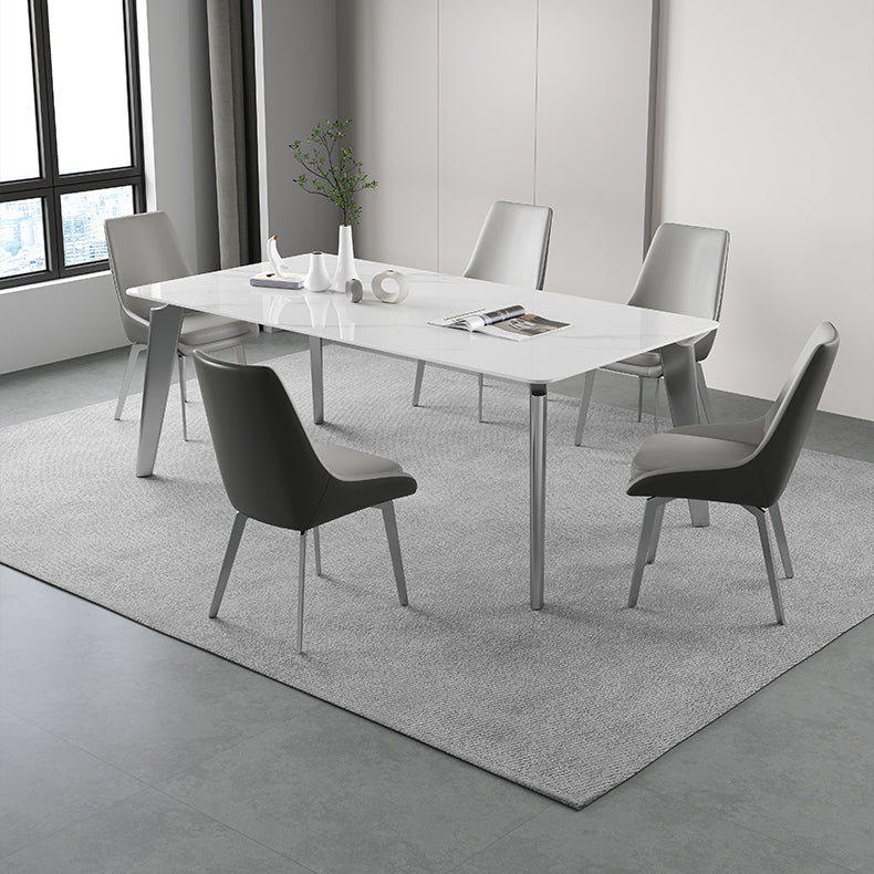 Sintered Stone Top White Table for Restaurant Modern Kitchen Table with 4 Legs