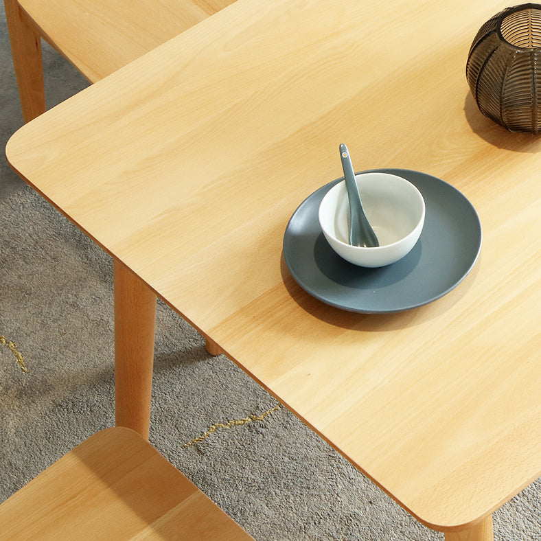 Rectangle Luxury Dining Table Wood Color Fixed Table with Beechwood Solid Wood