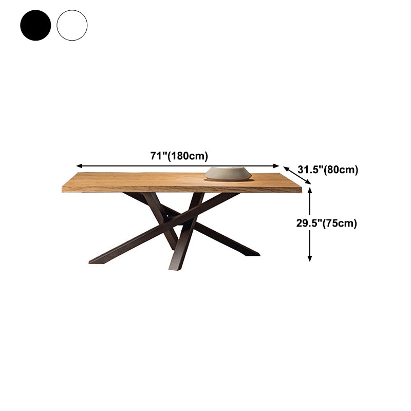 Modern Brown Pine Wood Dining Table Pedestal Casual Dining Table