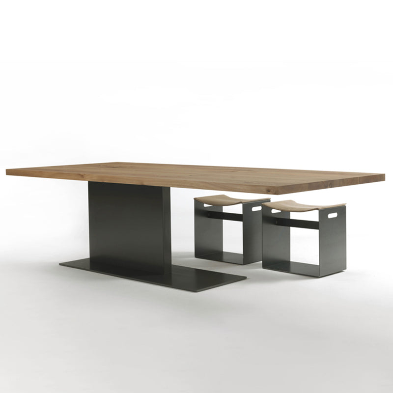 Contemporary Rectangl Dining Room Table Pine Wood Pedestal Table