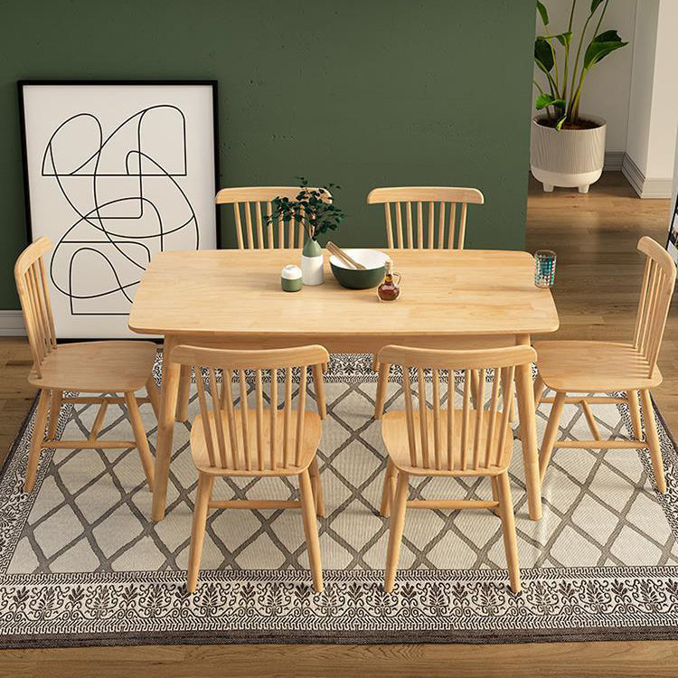 Rectangle Modern Solid Wood Table Standard Height Table Kitchen Table with 4 Legs