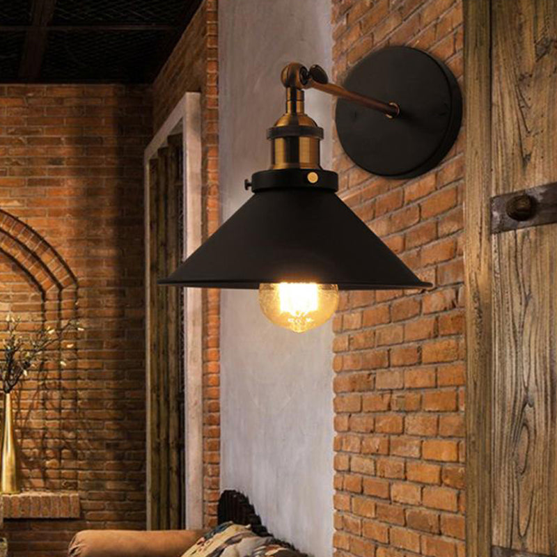 Metal Geometric Wall Sconce Lighting Industrial Style 1 Light Wall Lamps in Black