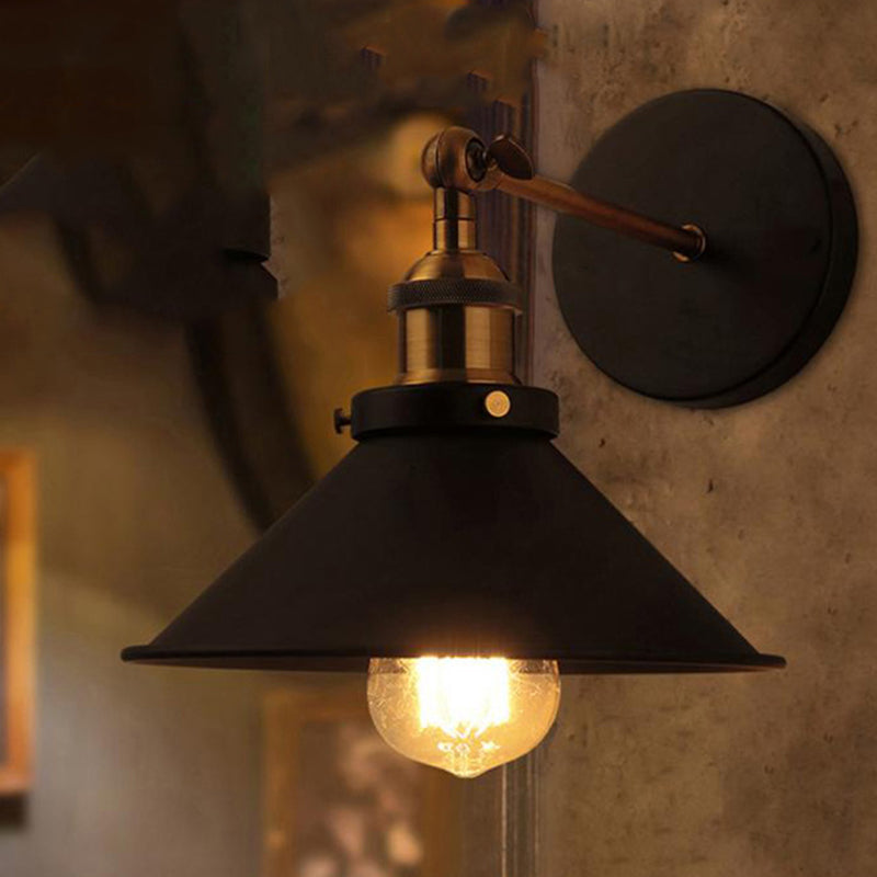 Metal Geometric Wall Sconce Lighting Industrial Style 1 Light Wall Lamps in Black