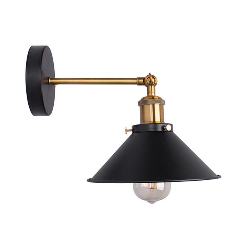 Metal Geometric Wall Sconce Lighting Industrial Style 1 Light Wall Lamps in Black