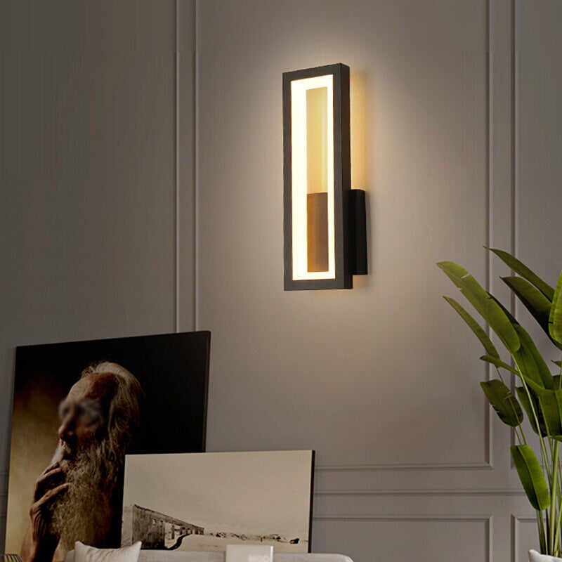 1 Light Rectangle Wall Mounted Lamps Modern Style Metal Wall Sconces
