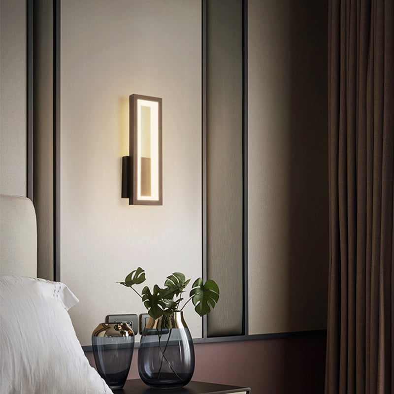 1 Light Rectangle Wall Mounted Lamps Modern Style Metal Wall Sconces