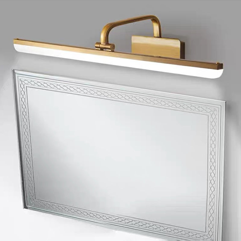 Metal Linear Shape Mirror Wall Light Modern 1 Light Mirror Wall Mount Fixture in Brass