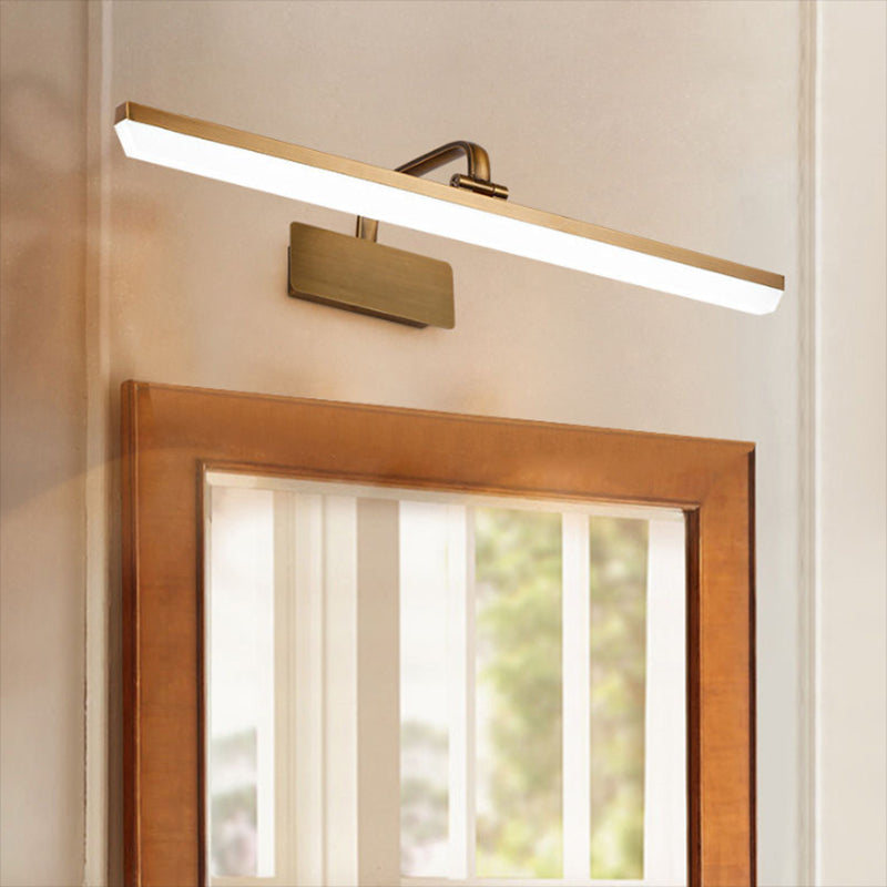 Metal Linear Shape Mirror Wall Light Modern 1 Light Mirror Wall Mount Fixture in Brass