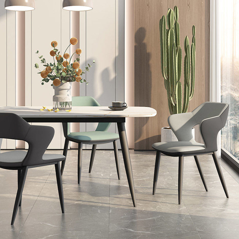 Metal Modern Indoor Side Chair with Arms Matte Finish Open Back Dining Chair