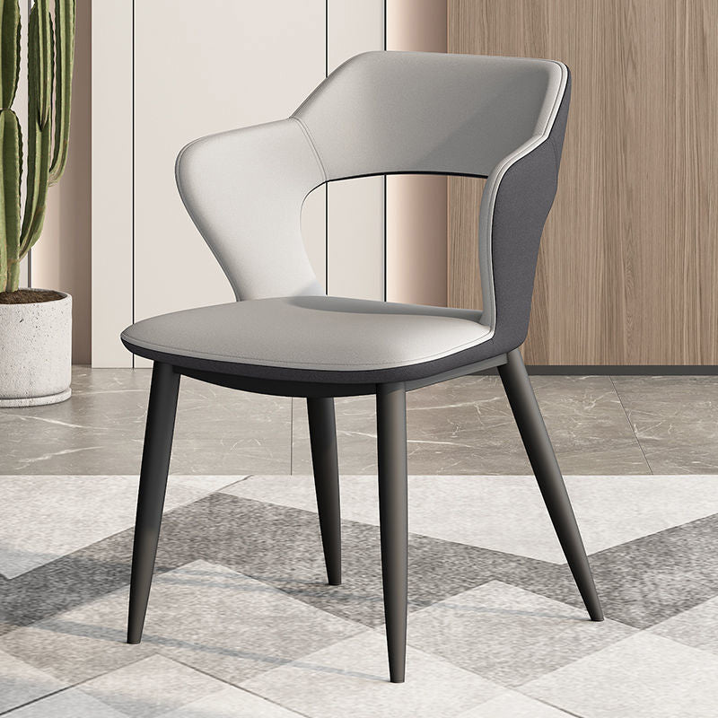 Metal Modern Indoor Side Chair with Arms Matte Finish Open Back Dining Chair