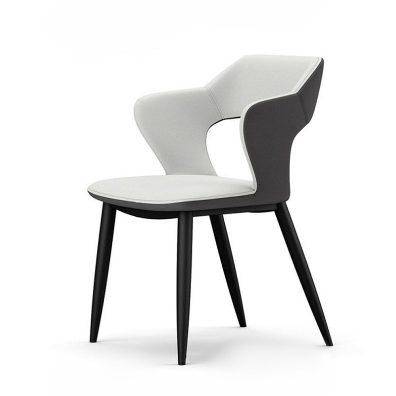 Metal Modern Indoor Side Chair with Arms Matte Finish Open Back Dining Chair