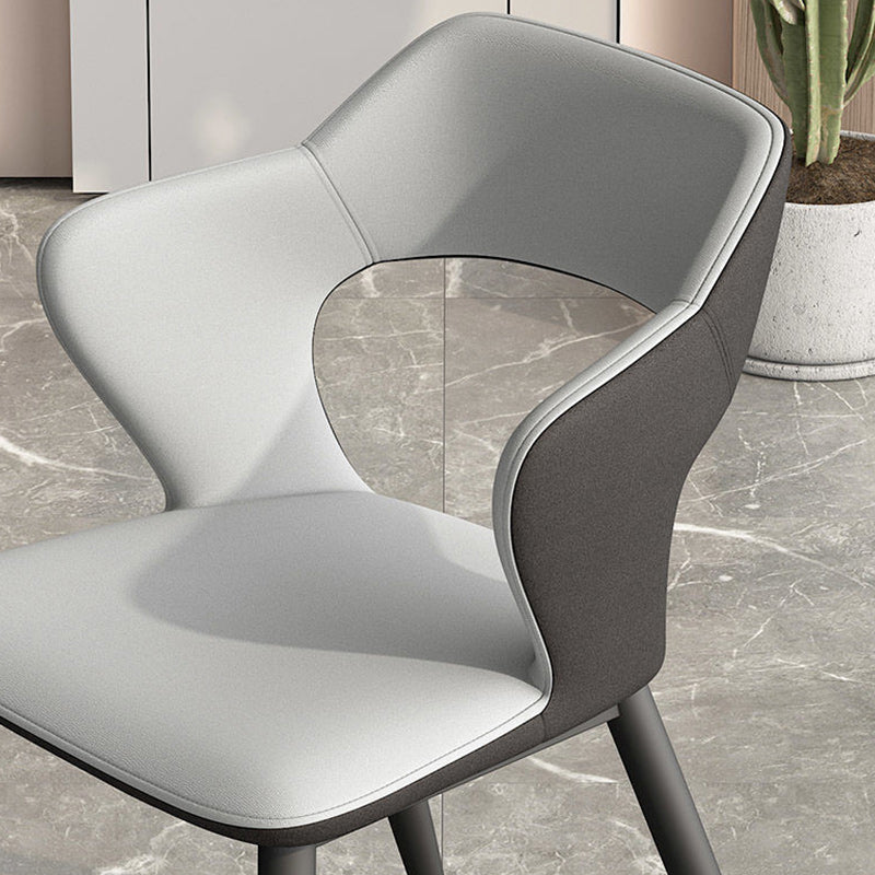 Metal Modern Indoor Side Chair with Arms Matte Finish Open Back Dining Chair