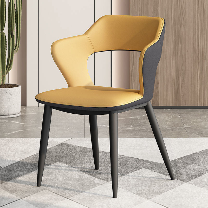 Metal Modern Indoor Side Chair with Arms Matte Finish Open Back Dining Chair