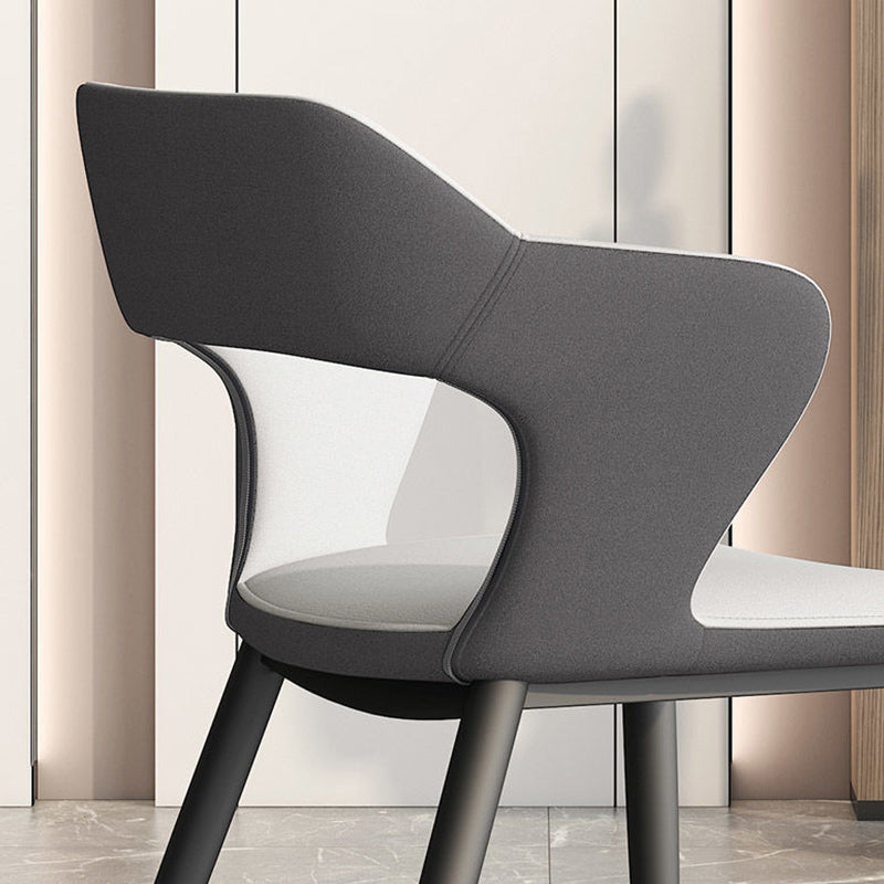 Metal Modern Indoor Side Chair with Arms Matte Finish Open Back Dining Chair