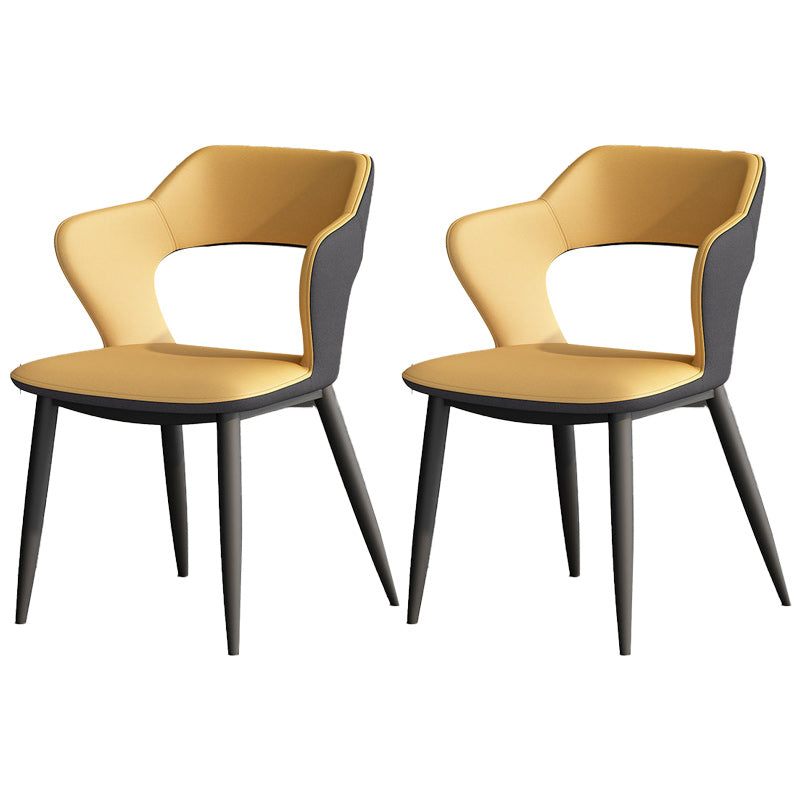 Metal Modern Indoor Side Chair with Arms Matte Finish Open Back Dining Chair