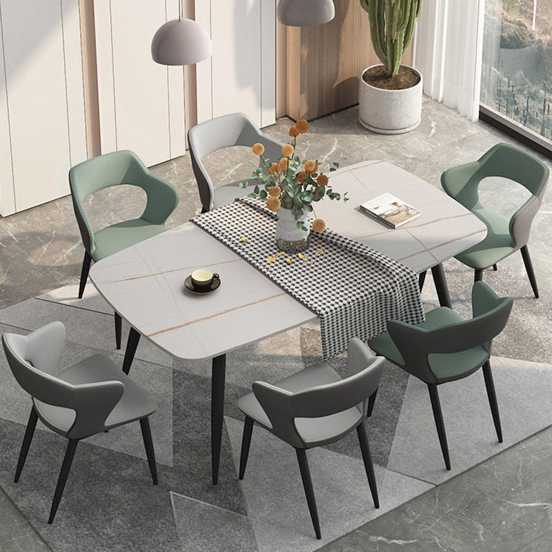 Metal Modern Indoor Side Chair with Arms Matte Finish Open Back Dining Chair