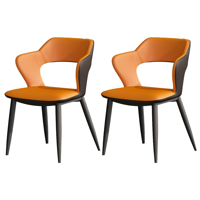 Metal Modern Indoor Side Chair with Arms Matte Finish Open Back Dining Chair