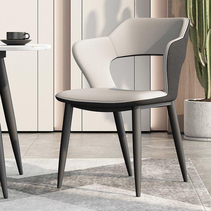Metal Modern Indoor Side Chair with Arms Matte Finish Open Back Dining Chair