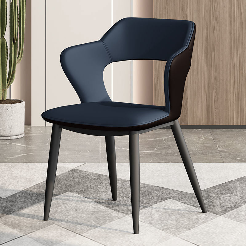 Metal Modern Indoor Side Chair with Arms Matte Finish Open Back Dining Chair