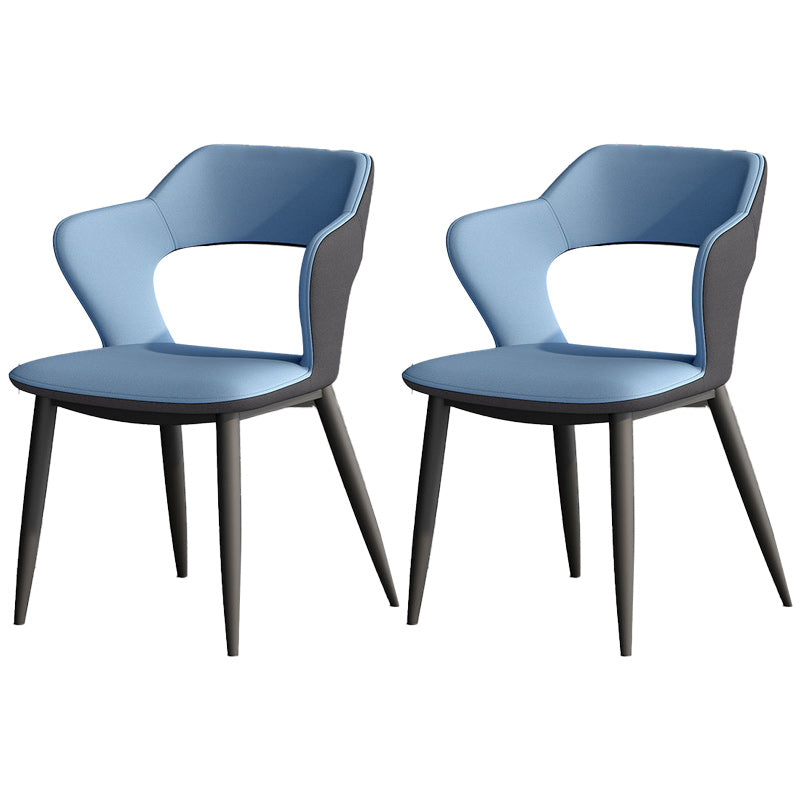 Metal Modern Indoor Side Chair with Arms Matte Finish Open Back Dining Chair