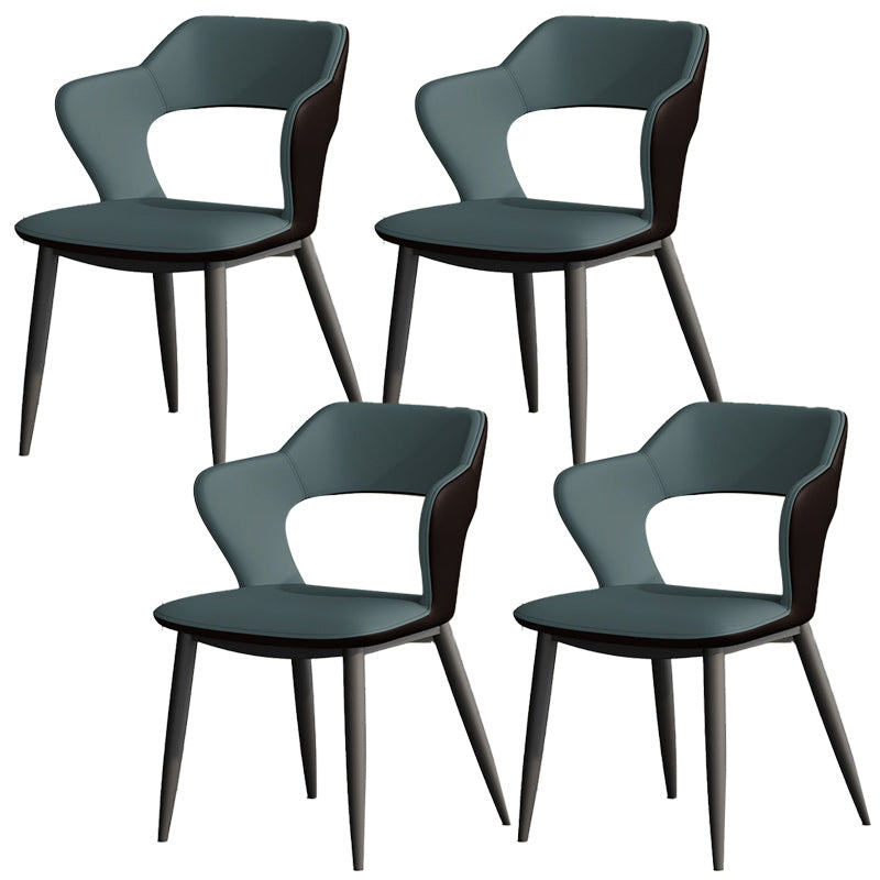 Metal Modern Indoor Side Chair with Arms Matte Finish Open Back Dining Chair