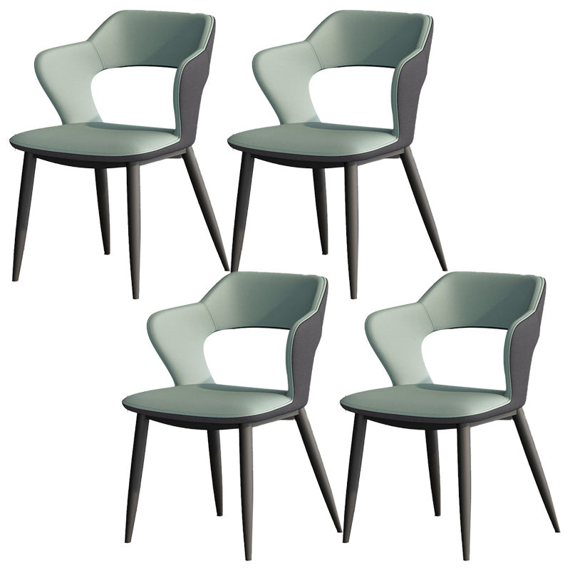Metal Modern Indoor Side Chair with Arms Matte Finish Open Back Dining Chair
