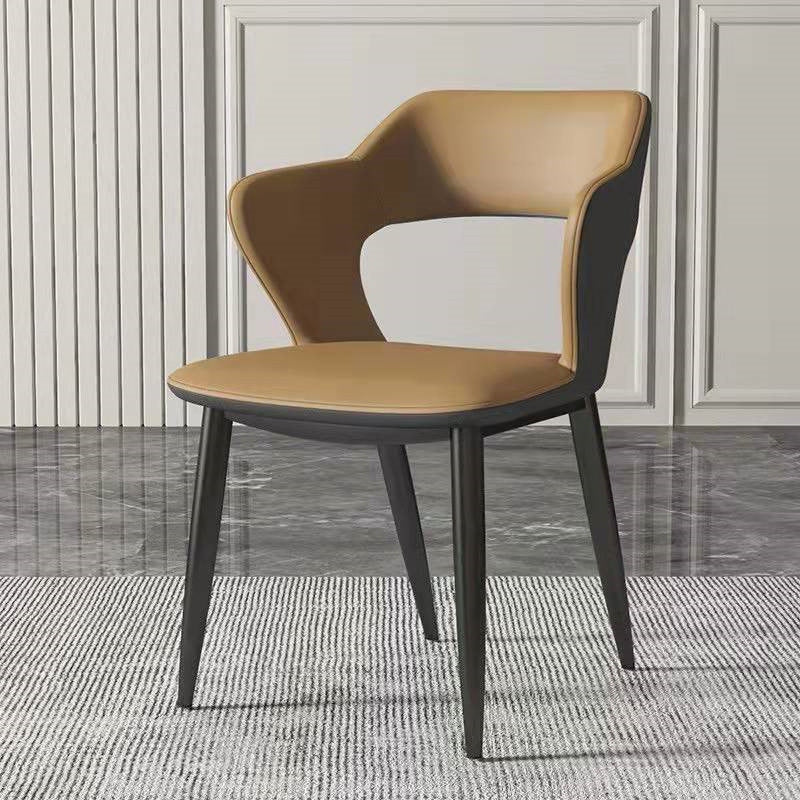 Metal Modern Indoor Side Chair with Arms Matte Finish Open Back Dining Chair